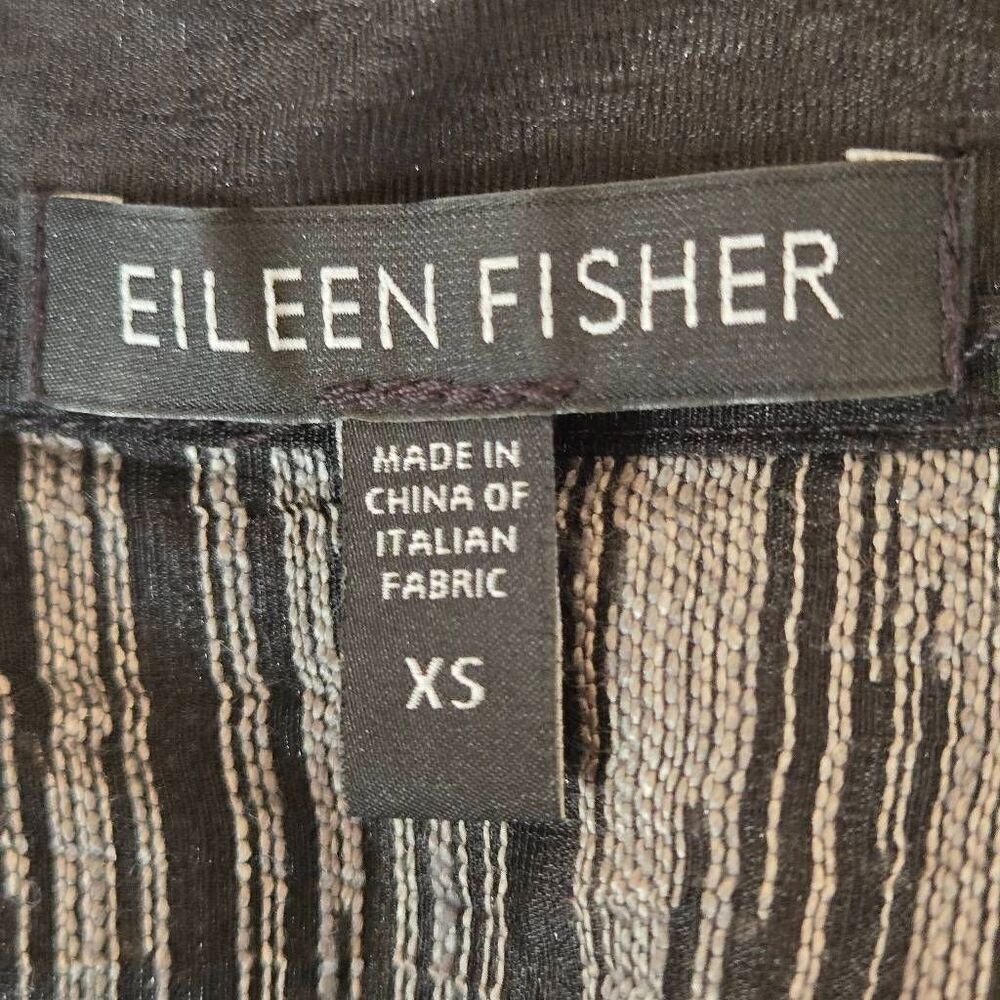 Eileen Fisher Womens Linen Blend Black Gray Semi Sheer Dressy Open Jacket XS - Picture 2 of 11
